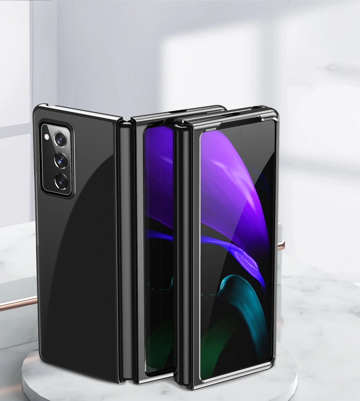 

Electroplated leather case cover For Samsung Galaxy Z Fold 1Fold 2 W20 Case Aramid fiber cases SM F916B F916N Fold Phone shell