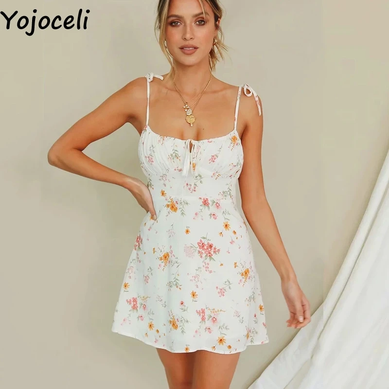 Yojoceli элегантное шифоновое Короткое женское платье с принтом сексуальное