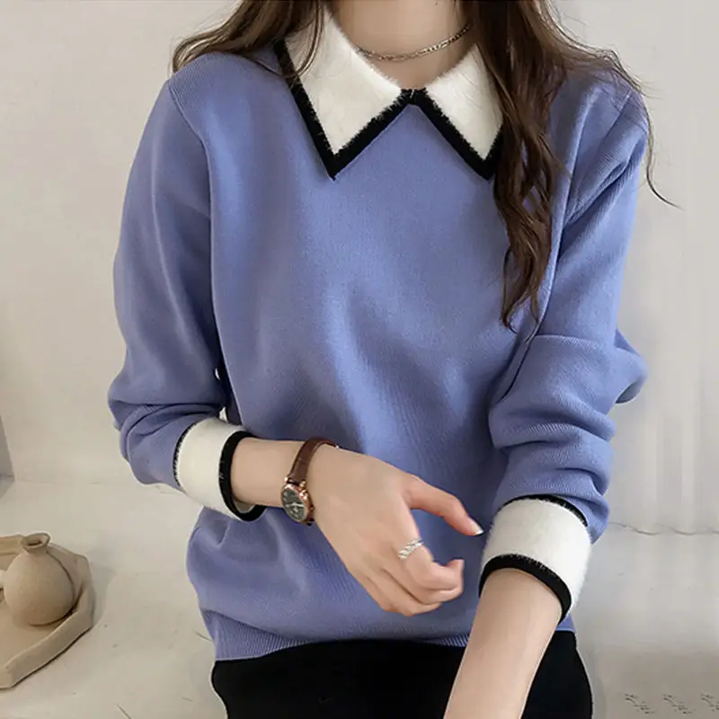 Свитер с воротником Питер Пэн женский Новый Зимний пуловер в Корейском стиле