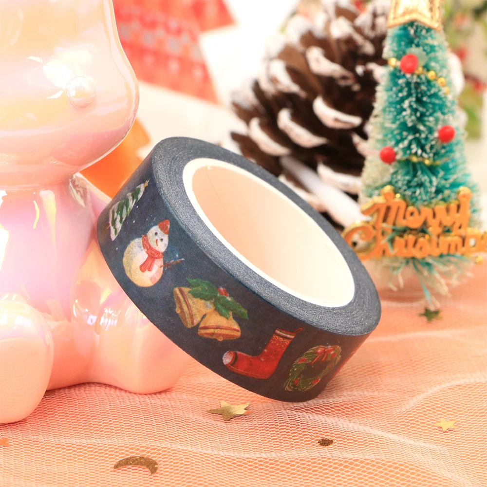 

NEW 10pcs/Lot Decorative Christmas Boots bell snowman Blue Washi Tapes DIY Bullet Journal Scrapbook Masking Tape Cute Stationery