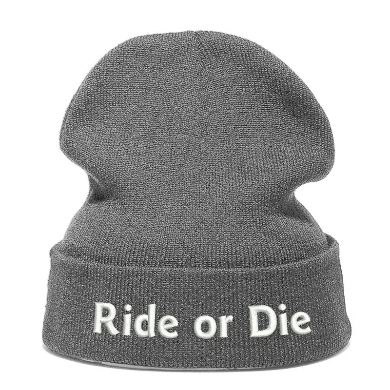 Beanie шляпа Skullie шапка, вязаная шапка-носок зима-осень вышивка в стиле панк Для мужчин Для женщин подростков уличных танцев забавные хип-хоп по индивидуальному заказу-ездить или умереть