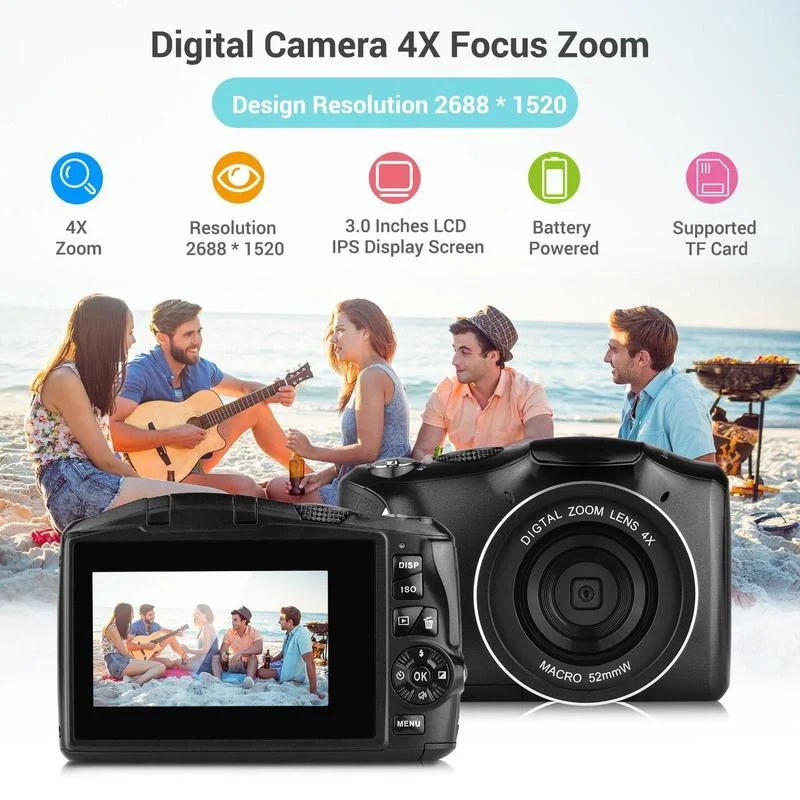 HBKS 48MP 2.7K Ultra HD Digital Camera Video Camcorder 4X Digital Zoom 3.0inch LCD Display images - 6