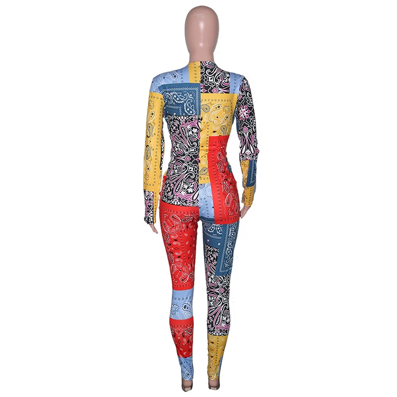 

Kricesseen Sexy Print Skinny Hollow Out Long Pant Jumpsuit Women Long Sleeve Lace Up Bodycon Workout Ribbed One Piece Rompers