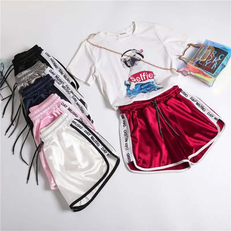 

Sports Shorts Women 2021 Summer Harajuku Elastic Wiast Candy Color Loose Wild High Waist Casual Cycling Correndo Short Pants