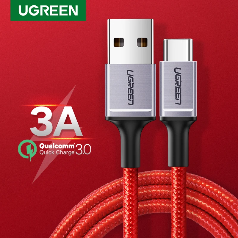 Ugreen usb type-C кабель для samsung Galaxy S10 S9 кабель для мобильного телефона быстрый USB C кабель для зарядки и передачи данных для Xiaomi Mi8 type-C USB шнур
