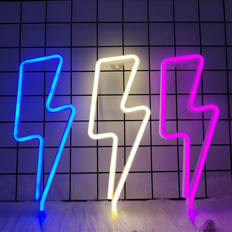 

Colorful LED Neon Sign Lightning Shaped Night Light Decorative Table Lamp For Home Party Wedding Xmas Gift Neon Light Sign Lamp