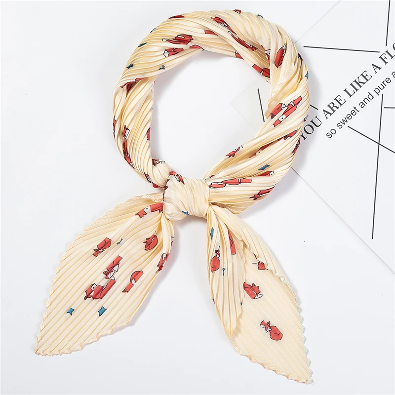 YZ04-Beige Дизайнерский женский шарф, квадратный шелковый шейный платок, женский леопардовый принт, повязка для волос, женские плиссированные шарфы - Цвет: YZ04-Beige