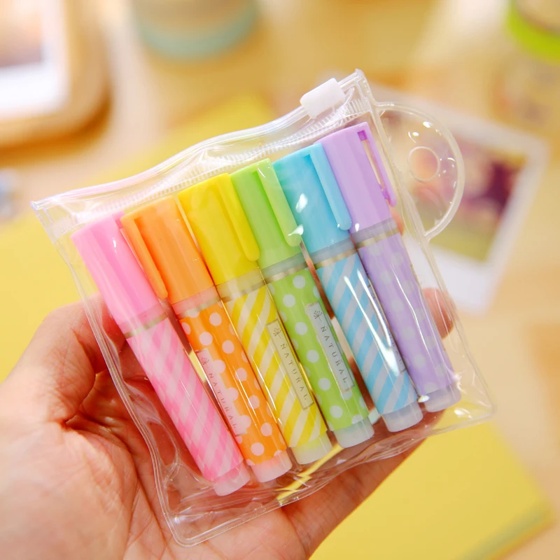 

6 Color Cute Lovely Dog Colorful Highlighter Marker Pen Drawing Fluorescence Marker Pen School Office Supply Student Stationery