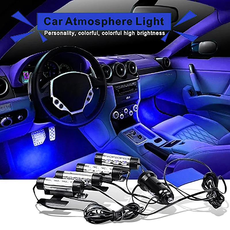Car One with Four Atmosphere Lights Interior Decoration Foot LED Glowing Blue Light Accessories Decorative Lamps Strips | Автомобили и