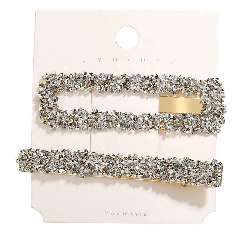 

2pcs Fashion Women Girls Bling Crystal Hairpins Headwear Rhinestone Hair Clips Pins Barrette Styling Tools Accessories Trendy
