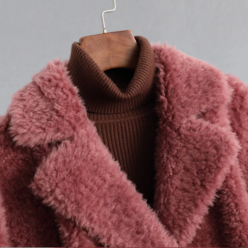 

JCHB 2021 Real Fur Coat Female 100% Wool Winter Coats Women Long Woman Jacket Korean Style Clothes Mulheres Casacos Pph1966