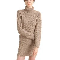 turtleneck long sweater dress women autumn winter thick pullover knitted jumper cashmere merino wool oversized sweater