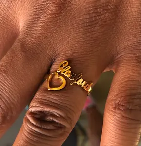 Кольцо регулируемое с именем для мужчин и женщин, ювелирное изделие из нержавеющей стали с числами и датой, в форме сердца и спиралью, не выцветает