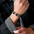 Мужской браслет Vnox из силикона и сетки из нержавеющей стали, повседневный черный браслет, 13 мм