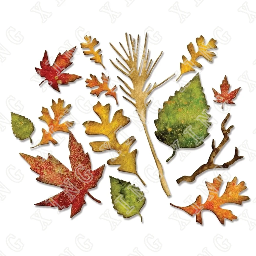 

New Fall Foliage Thinlits Leaves Metal Cutting Dies Diy Scrapbooking Diary Album Greeting Card Decoration 3D Embossing Folders