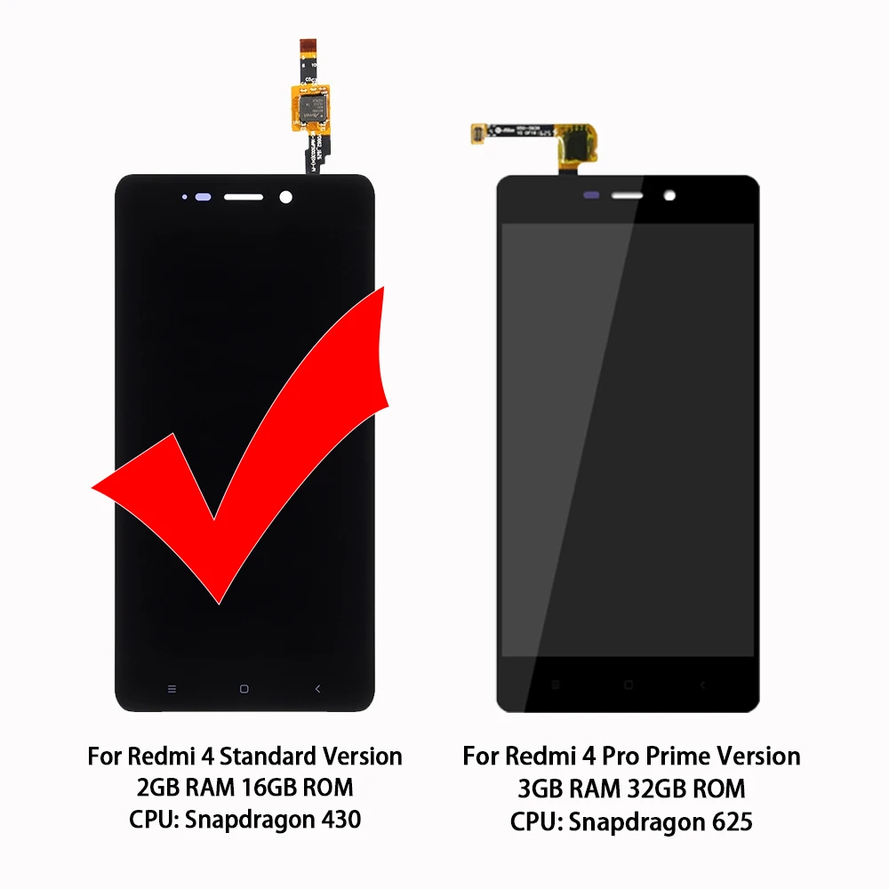 ЖК дисплей 5 0 дюйма для Xiaomi Redmi 4 Standard 2 Гб ОЗУ 16 ПЗУ сенсорный экран с рамкой
