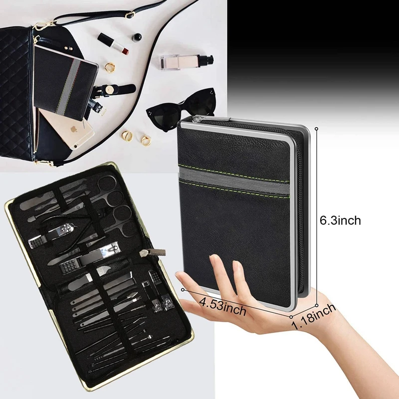 

26Pcs Nail Clippers Set Stainless Steel Grooming Kit Toenail Clippers Callus File Nail Kit Whit Travel Case