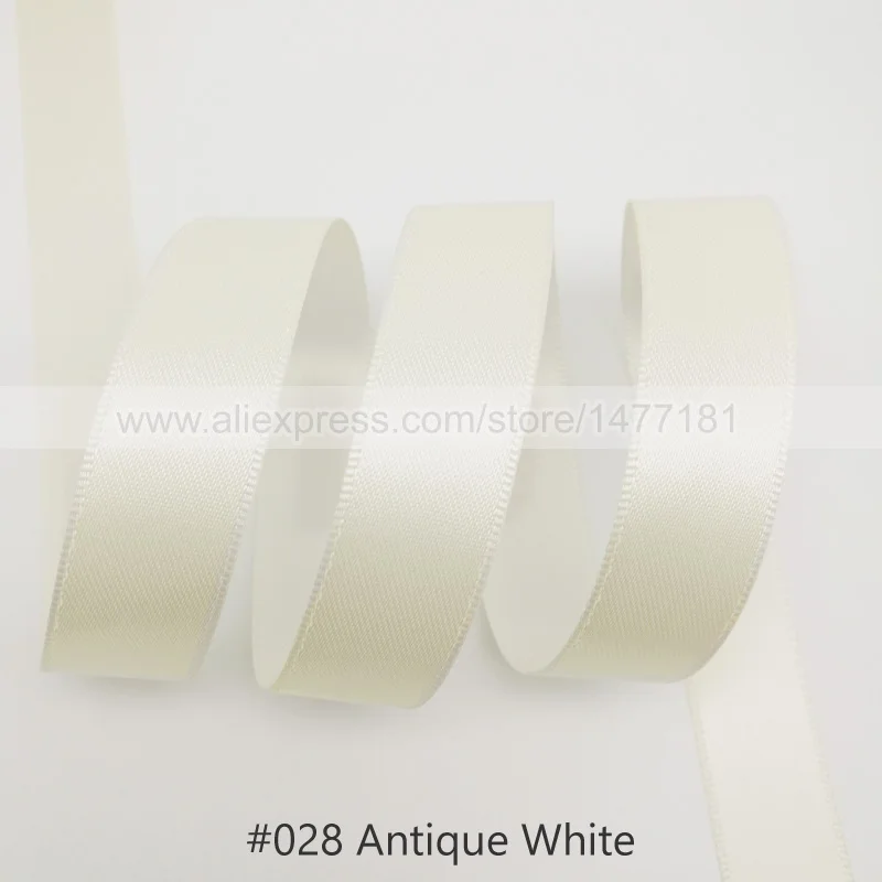 028 Antique White 25 Yards) 6 9 16 25 38 50 мм атласная лента Двусторонняя лента высокого качества полиэстер Двусторонняя лента банты изготовление тканей - Цвет: 028 Antique White