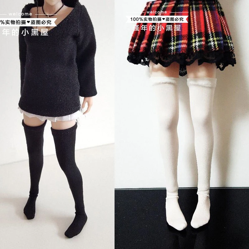 

Женские высокие эластичные чулки в наличии 1:6, милые студенческие носки, женская одежда для 12-дюймовых женских моделей