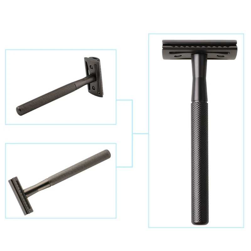 

Traditional Vintage Double Edge Enclosed Safety Razor Anti-Skid Long-Handled Hair Removal Manual Hand Beard Shaver