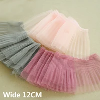 12cm wide double layers tulle lace pleated mesh fabric dress applique costume clothing curtains fringe diy sewing guipure decor