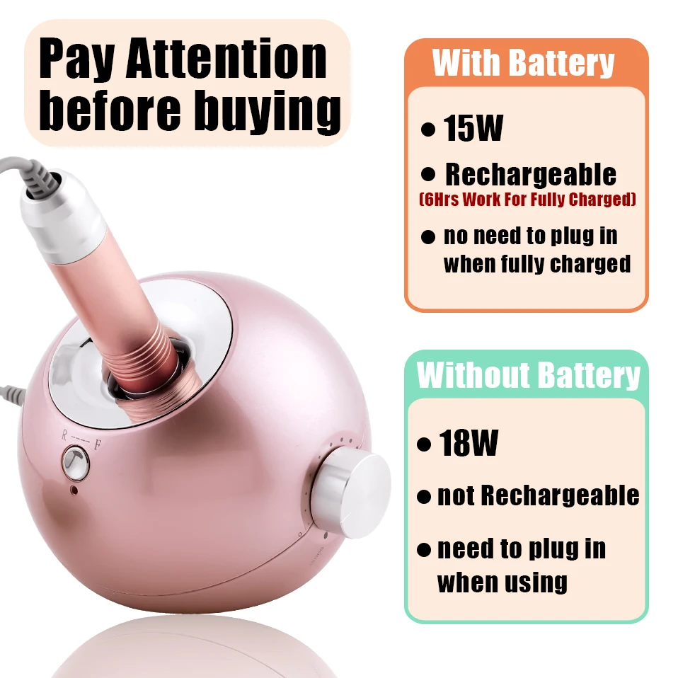 

35000RPM Portable Rechargeable Electric Nail Drill Machine File Pedicure Equipment Manicure Kit Nail Gel Art Polishing Tools