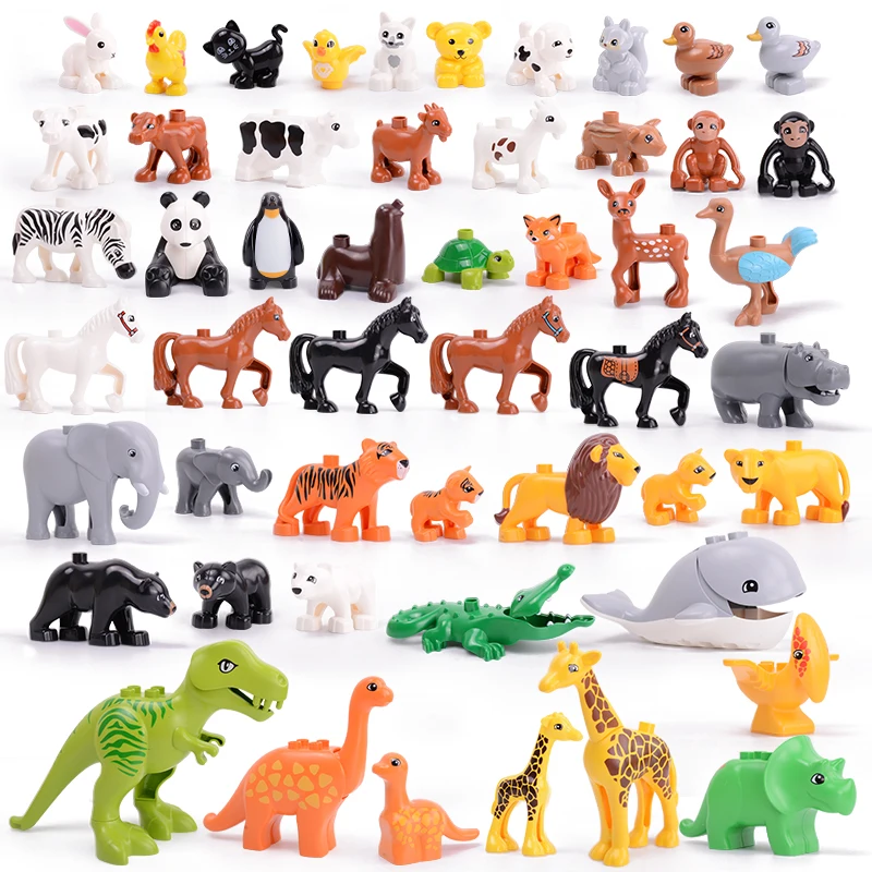 Animal Series Model Figures Big Building Blocks Animals Educational Toys For Kids Children Gift Compatible With Duploe | Игрушки и хобби