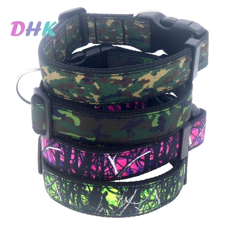 

DHK 1 ''25 мм собачий ошейник, камуфляжный персонализированный Регулируемый высококачественный ленточный ошейник для домашних животных eписьм...