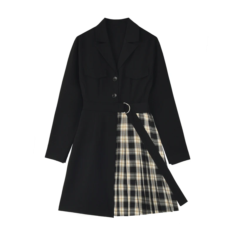 

2022 Blazer Dress Women Patchwork Irregular Korean Autumn Elegant Fashion Designer Long Sleeve Casual Sashes Female Mini Dress