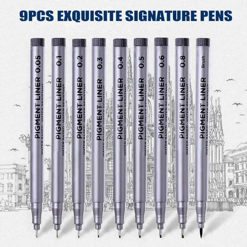 Набор ручек Fineliner 9 шт. кисть игла рисование подпись водонепроницаемая ручка lnk |