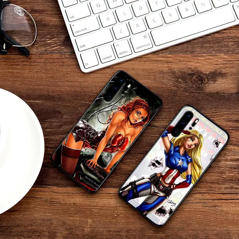 Сексуальная девушка с героями мультфильмов для huawei Y6 Y7 Y9 Prime 2019 mate 10 20 Pro Nova2 3 4 Lite Nova