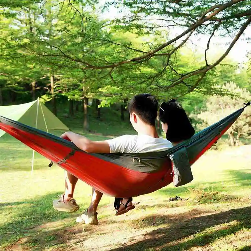 

2 Person Camping Garden Hammock With Mosquito Net Outdoor Furniture Bed Strength Parachute Fabric Sleep Swing Portable Hanging