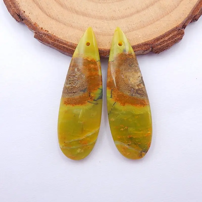 Женские серьги из драгоценных камней 1 пара модные с желтым опалом размеры 37x12x4 мм