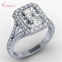 925 sterling silver stackable square mosaic cz zircon finger rings for women wedding jewelry gift bijoux femme