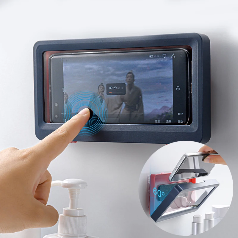 

Universal Waterproof Phone Case Home Wall Mounted Window Mobile Holder Bathroom Mobile Phone Water Proof Pouch Storage Box