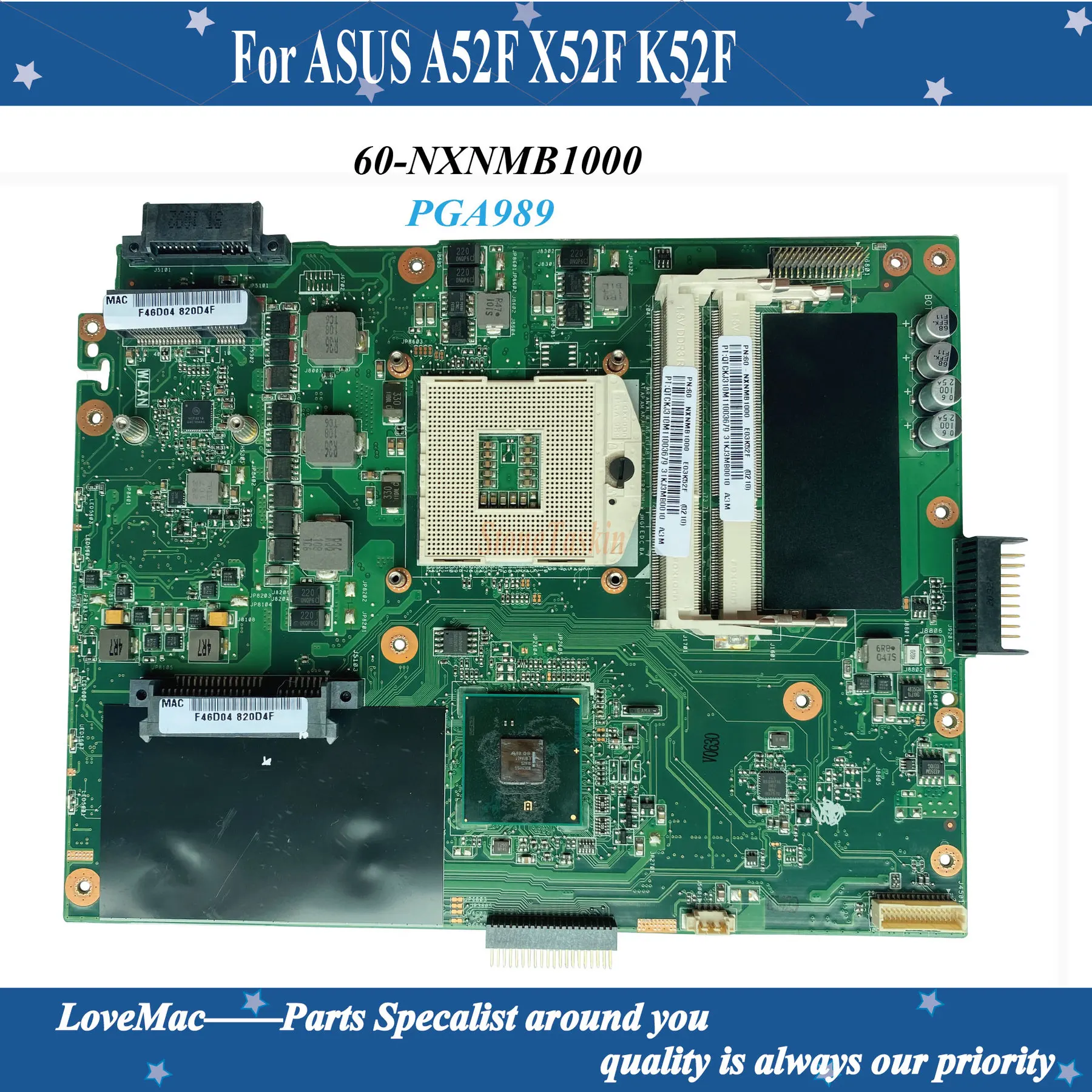 Высококачественная материнская плата 60-NXNMB1000 для ноутбука ASUS A52F X52F K52F PAG989 HM57 100%
