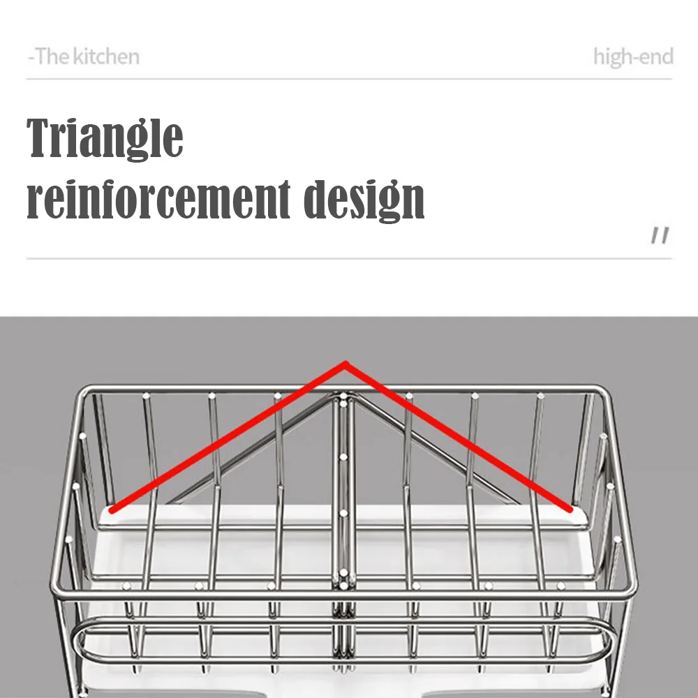 

Drain Rack Countertop Sink Organize for Kitchen Bathroom Accessories Sponge Brush Stainless Steel Soap Holder Rack