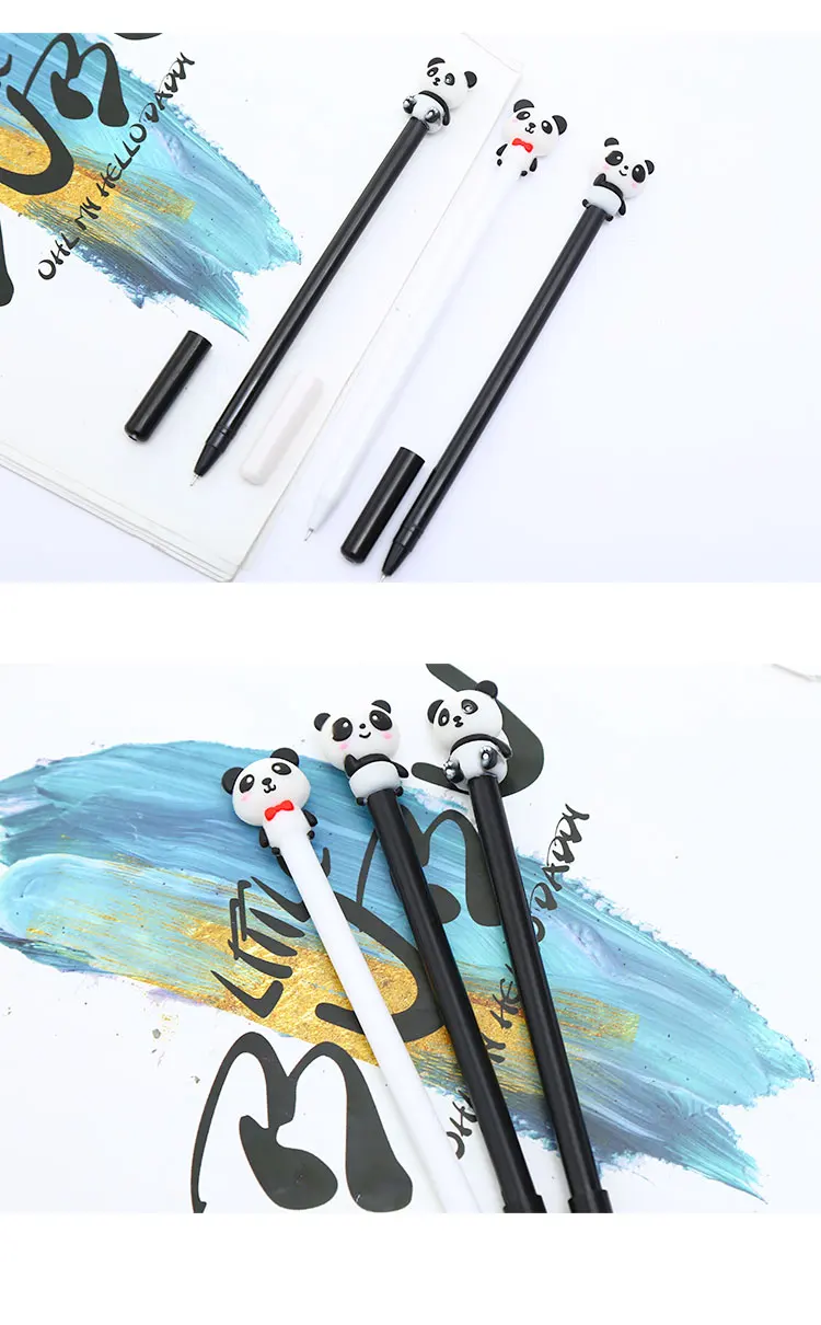 Creative Cute Kawaii Panda Gel Pen Black Blue Cartoon Chinese Animal School Office Stationery Novelty Accessory Stationary Thing