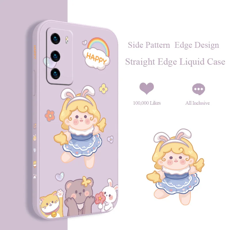 

Dancing Girl Square Soft Case For Huawei P40 P50 P30 P20 Pro Lite Mate 40 30 20 Pro Lite Nova 5t Y7A Silicone Phone Cover Case