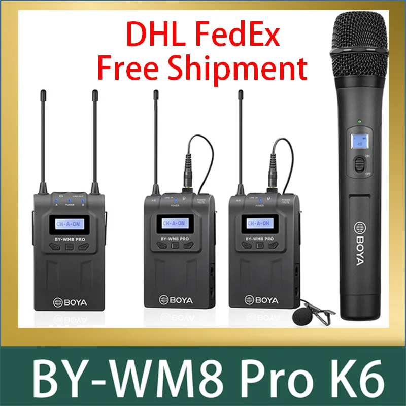BOYA BY-WM8 Pro конденсаторный микрофон аудио Двухканальный беспроводной приемник для