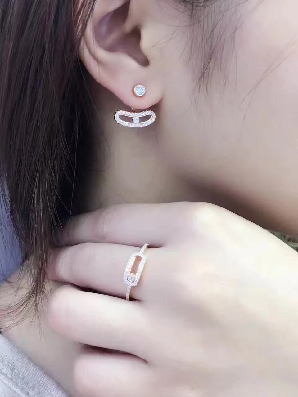 Перемещение камень серьги из коллекции moda mujer 2018 Элитный бренд дизайн 925 пробы