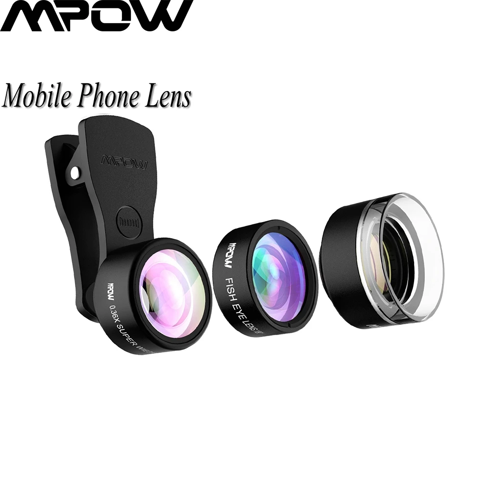 MPOW универсальные чехлы для мобильного телефона Камера объектив Комплект 3 в 1 Clip on