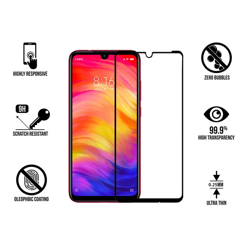 CHOETECH 9H закаленное стекло для Xiaomi Redmi Note 7 Защита экрана 5D полное покрытие Pro
