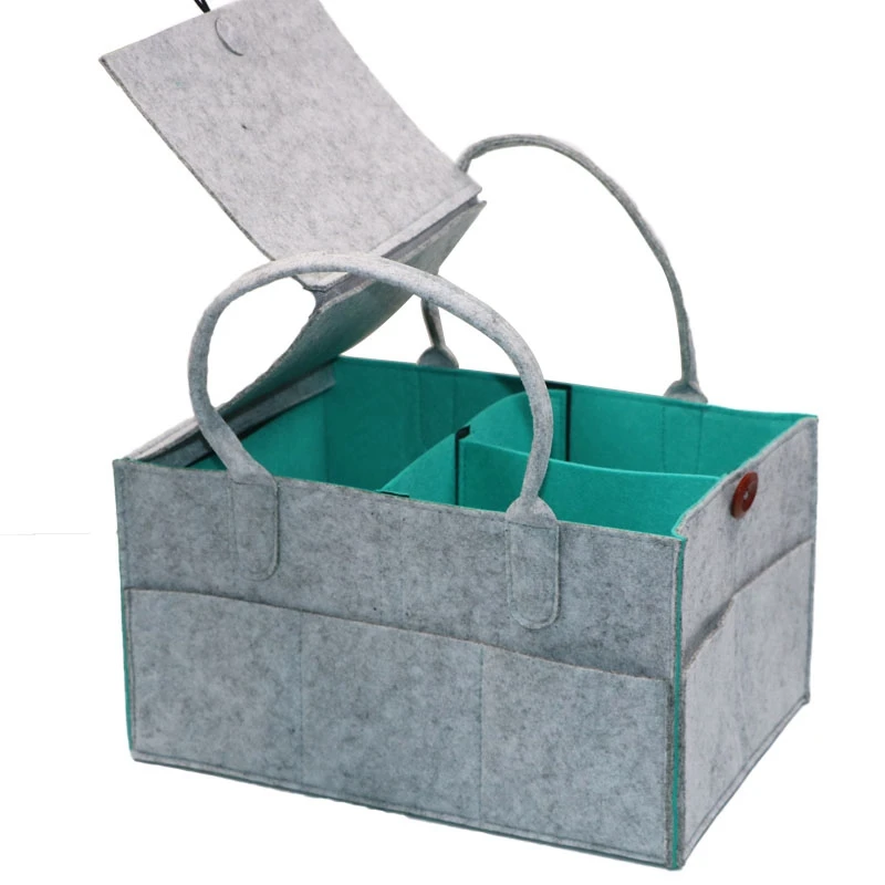 

Foldable Felt Baby Diaper Caddy Organiser Removable Lid Storage Bag Kid Toys Portable Bag Box for Car Travel Changing Table Orga
