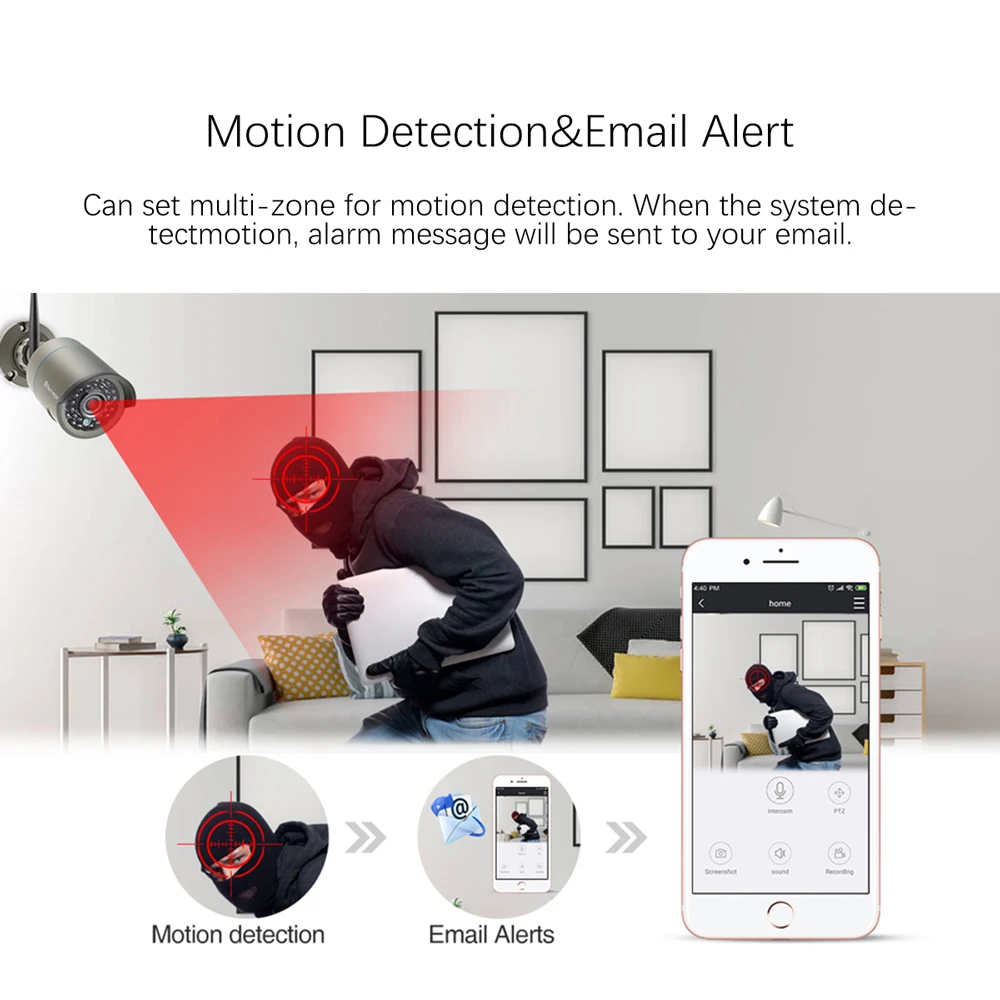 Система видеонаблюдения Techage беспроводная 8 каналов 1080P ЖК-монитор 12 дюймов 2 МП |