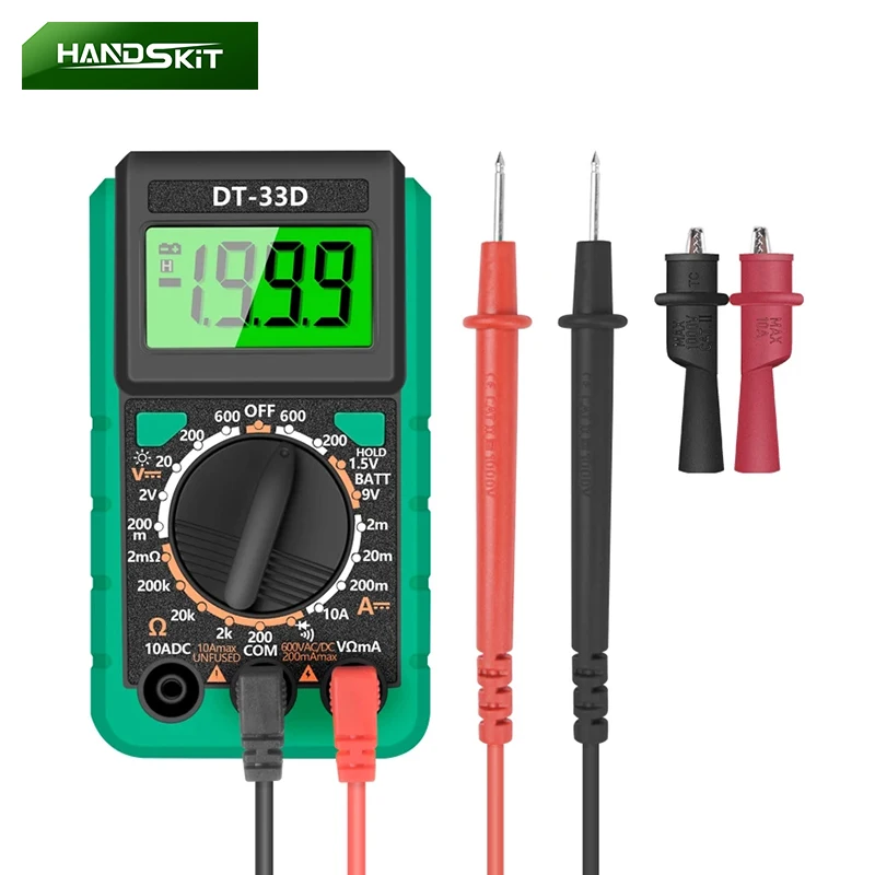 

HANDSKIT Digital Multimeter Auto Ranging AC/DC Voltage Meter Flash Light Large Screen Tester Professional Digital Multimeter