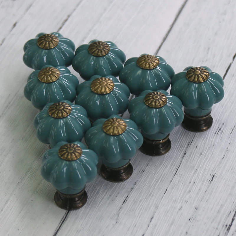 10PCS Vintage Ceramic Knobs and Handles Door Cupboard Drawer Small Pull Knob Handle,Furniture Hardware