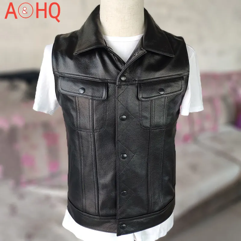 

Men Jacket 100% Cow Leather Vest Men's Clothing Motorcycle Autumn Clothes Bomber Jackets 5XL Short Vests Ropa LXR950
