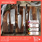 Набор кухонных ножей Sunnecko из дамасской стали, 1 - 8 шт., в подарочной коробке