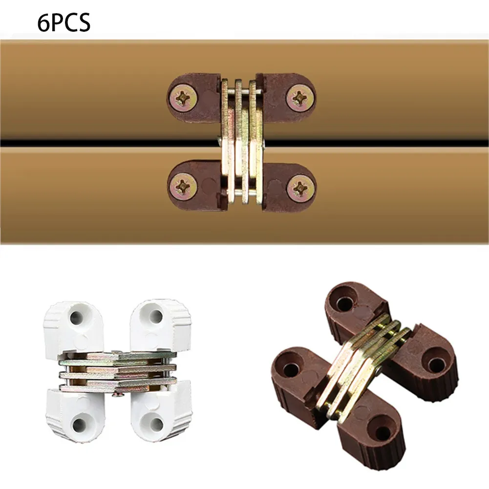 

6Pcs Invisible Folding Door Barrel Cross Hinge Plastic Invisible Concealed Hinge Furniture Hinges Hardware Repair Accessoires